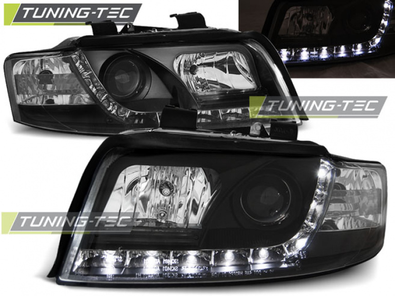 LED Tagfahrlicht Design Scheinwerfer für Audi A4 B6 00-04 schwarz